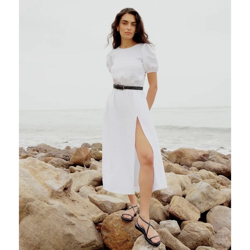Reformation Anneliese Linen Dress 12 White NEW - Picture 10 of 12